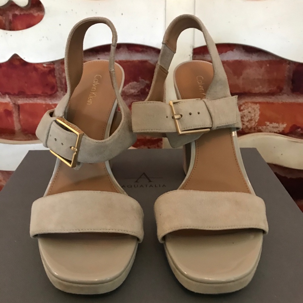 Calvin Klein Nude strappy suede heels